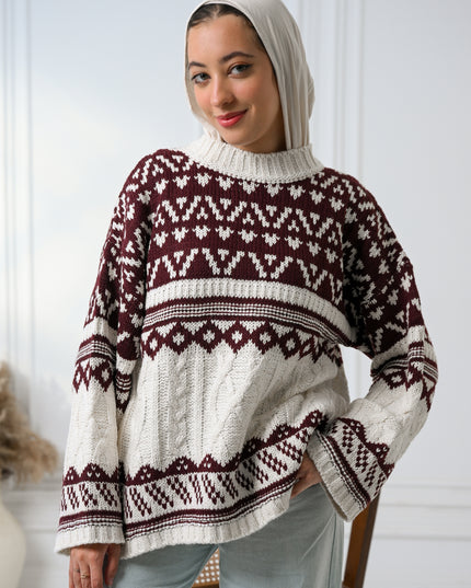 Burgundy Nordic Warmth Sweater