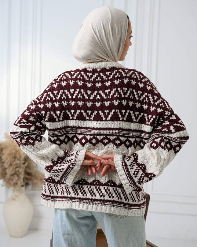 Burgundy Nordic Warmth Sweater