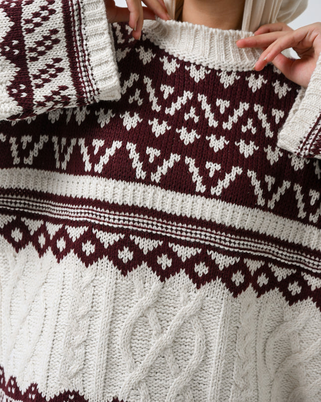 Burgundy Nordic Warmth Sweater