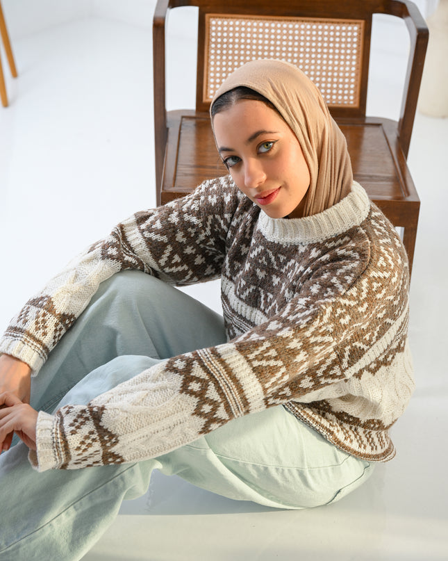 Beige Nordic Warmth Sweater