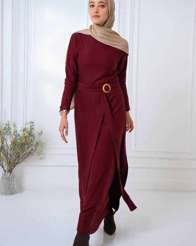 Burgundy Knitted Grace Dress