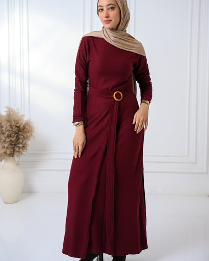 Burgundy Knitted Grace Dress