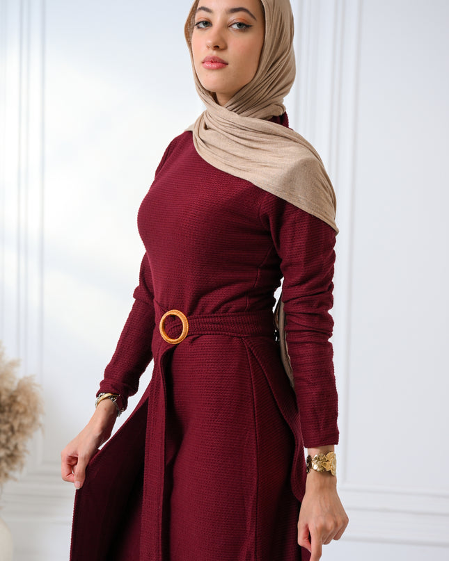 Burgundy Knitted Grace Dress