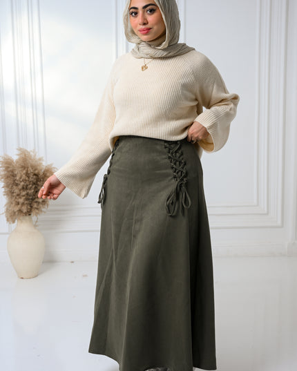 Olive Velvet Grace Skirt