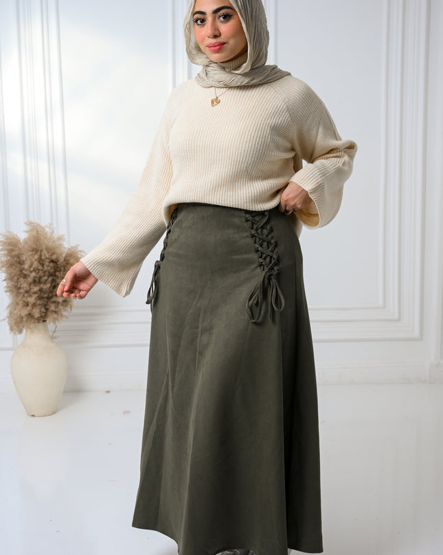 Olive Velvet Grace Skirt