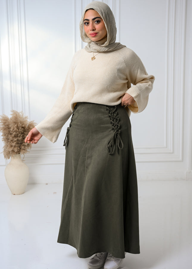 Olive Velvet Grace Skirt