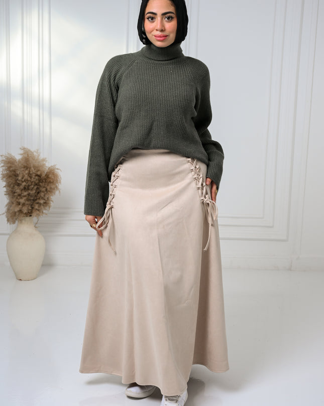 Beige Velvet Grace Skirt