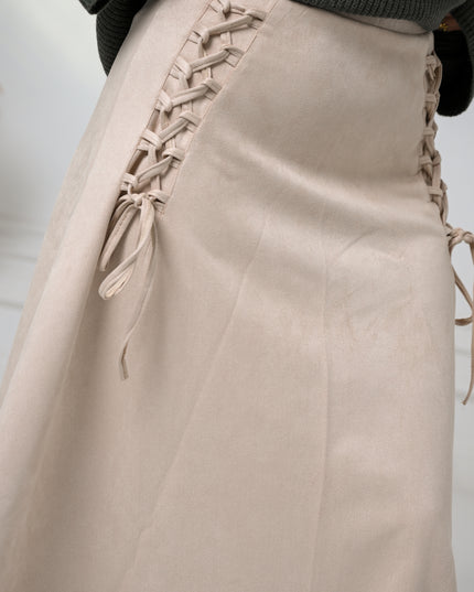 Beige Velvet Grace Skirt