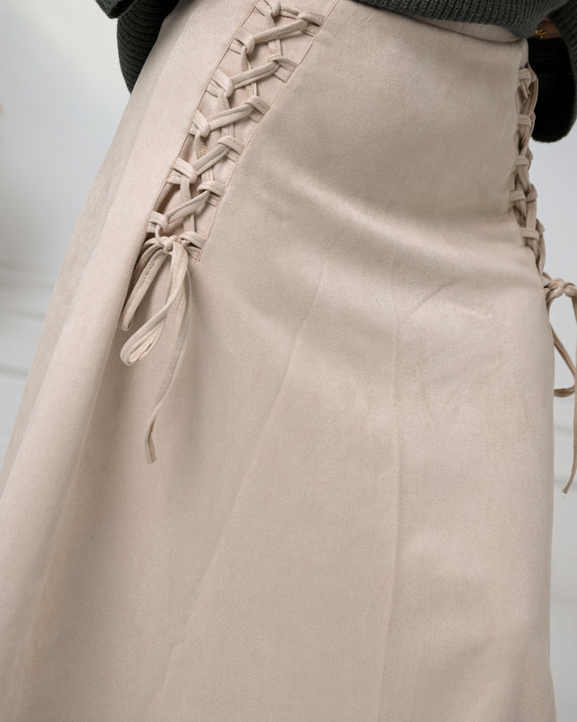 Beige Velvet Grace Skirt