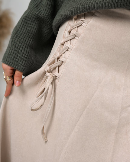 Beige Velvet Grace Skirt