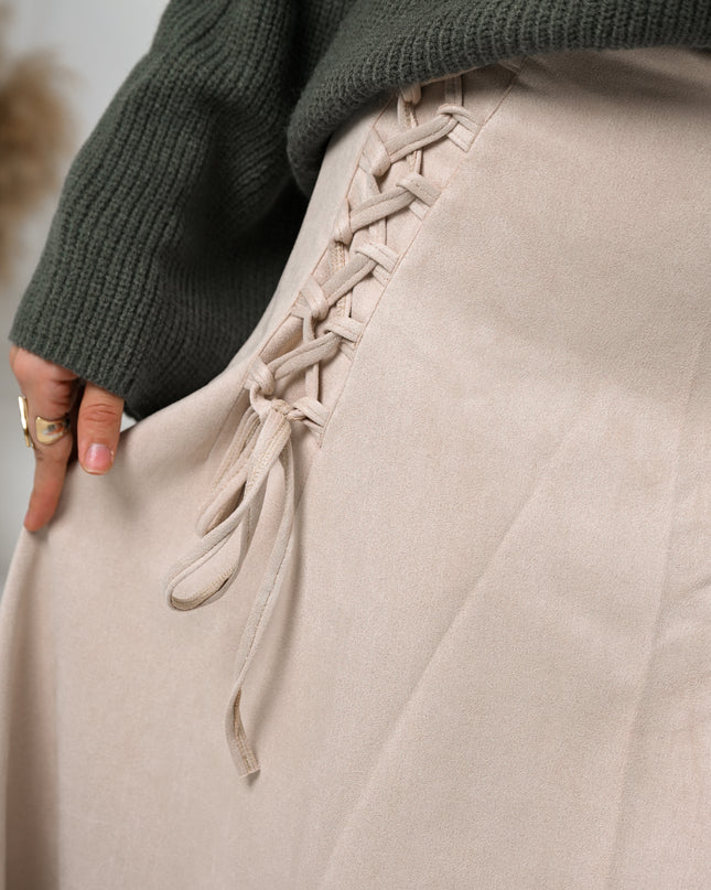 Beige Velvet Grace Skirt