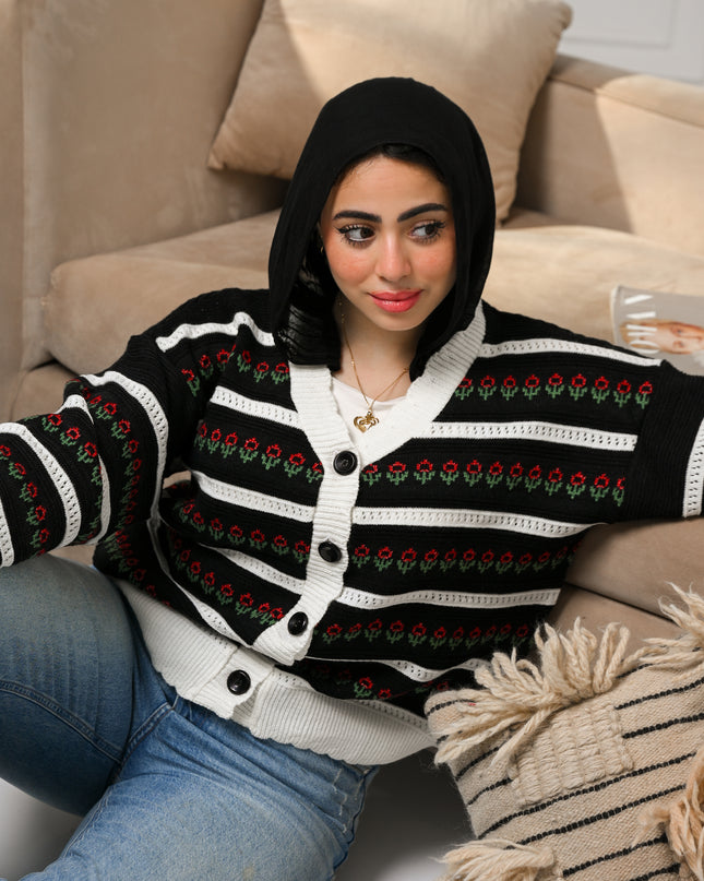 Black Floral Mood Cardigan