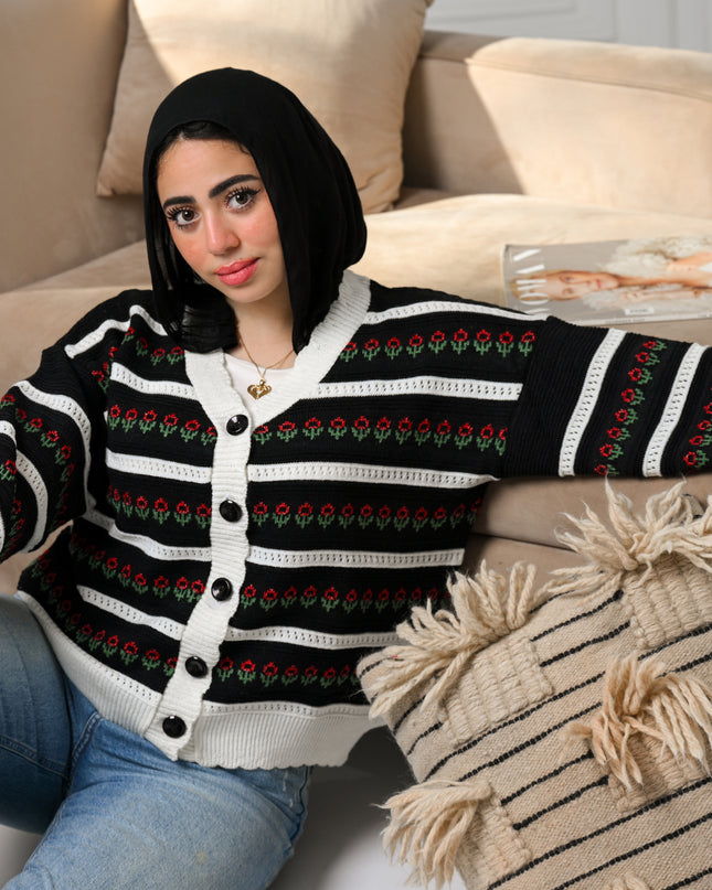 Black Floral Mood Cardigan