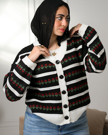 Black Floral Mood Cardigan