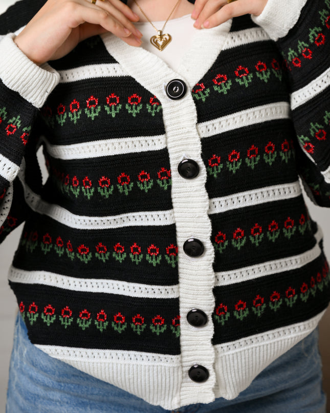 Black Floral Mood Cardigan