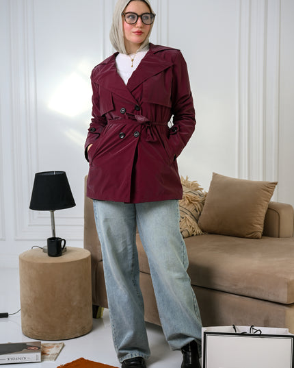 Burgundy  Winter Armor Trench