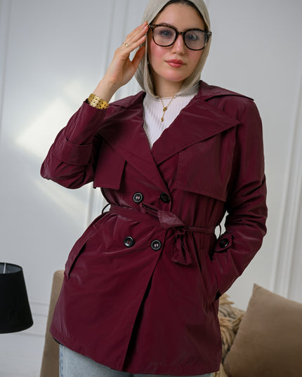 Burgundy  Winter Armor Trench