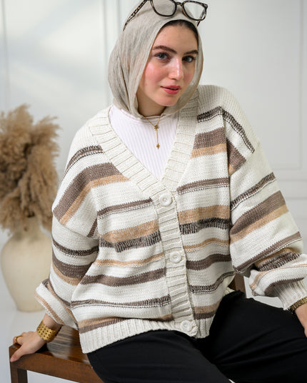 Coffee Cozy Stripe Cardigan