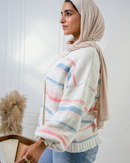 Baby Blue  Cozy Stripe Cardigan