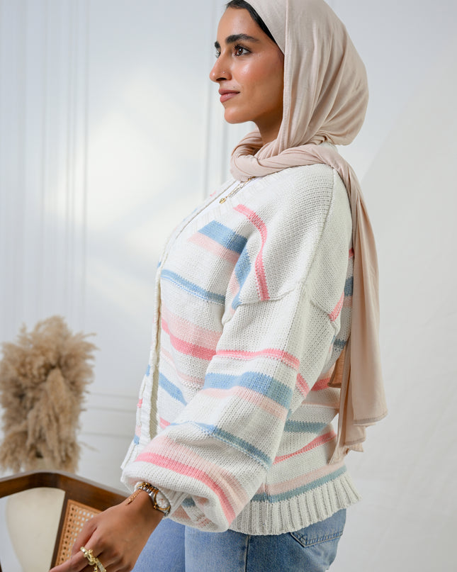 Baby Blue  Cozy Stripe Cardigan