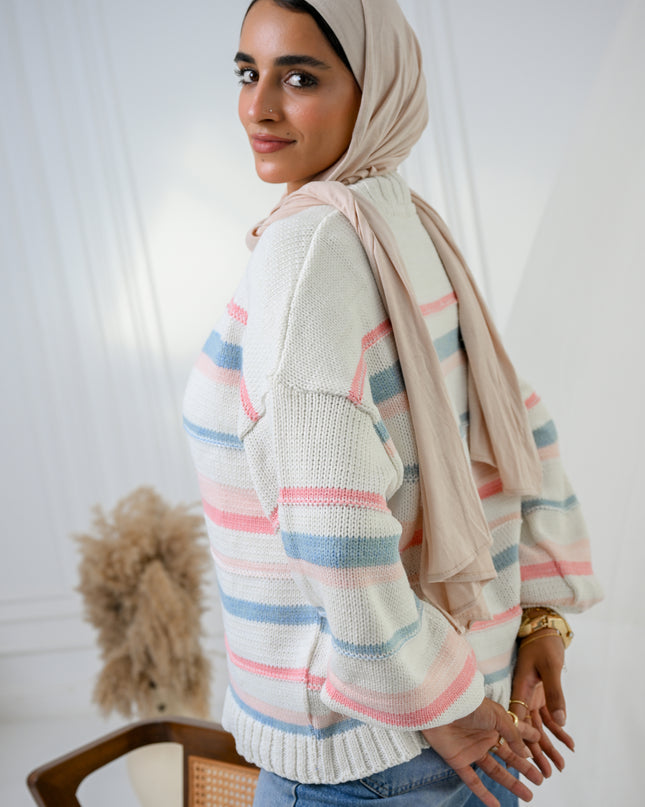 Baby Blue  Cozy Stripe Cardigan