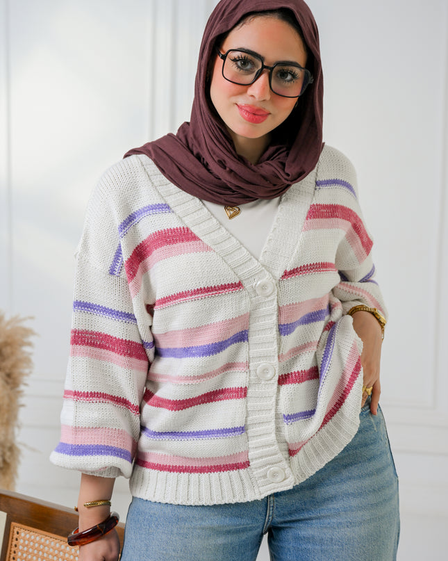 Lavender Cozy Stripe Cardigan