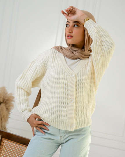 White Golden Ease Cardigan