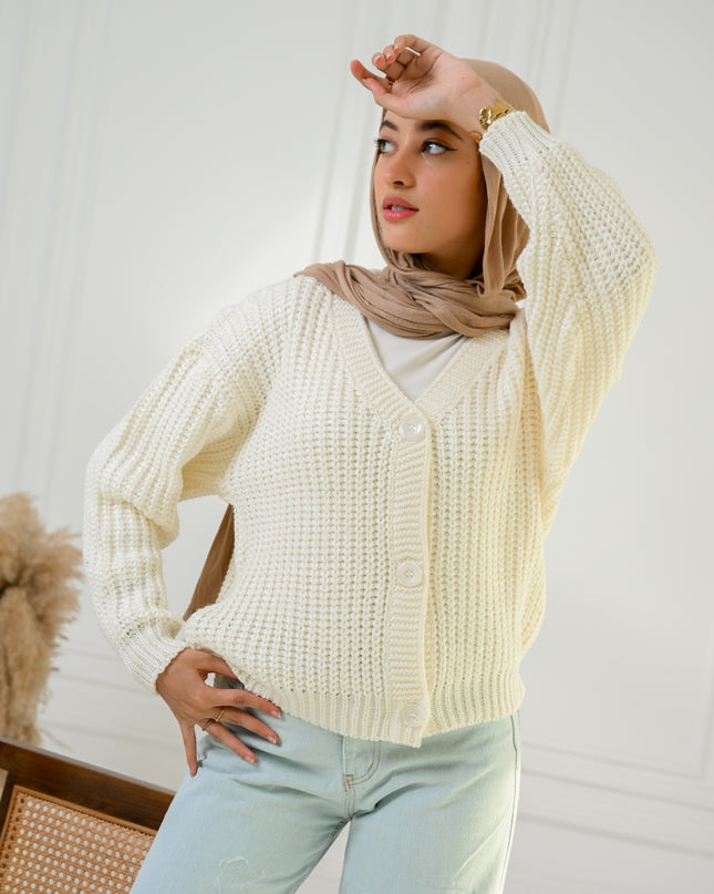 White Golden Ease Cardigan