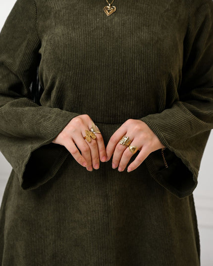 Olive Velvet Charm Dress