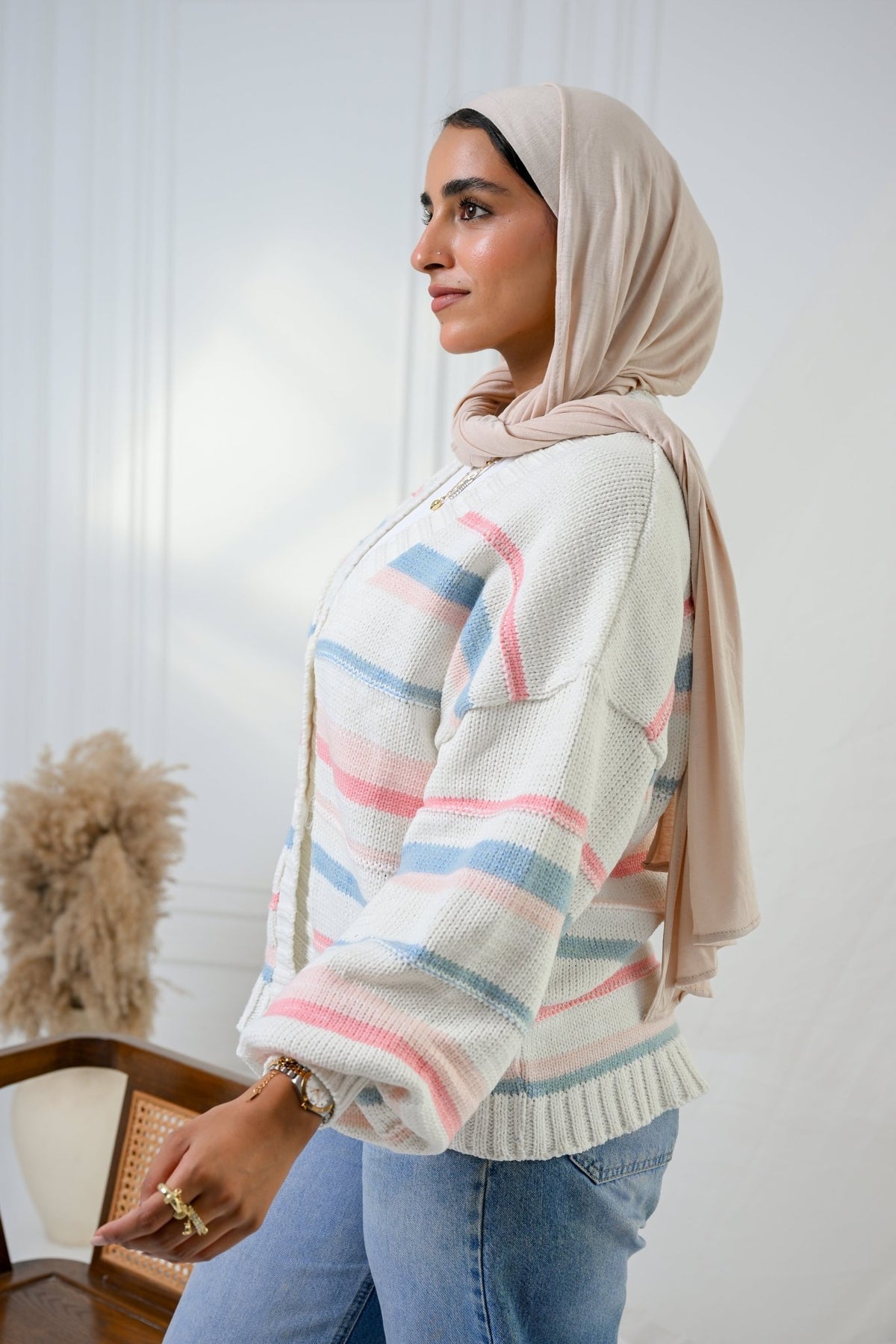 Baby Blue Cozy Stripe Cardigan - ATHWAB