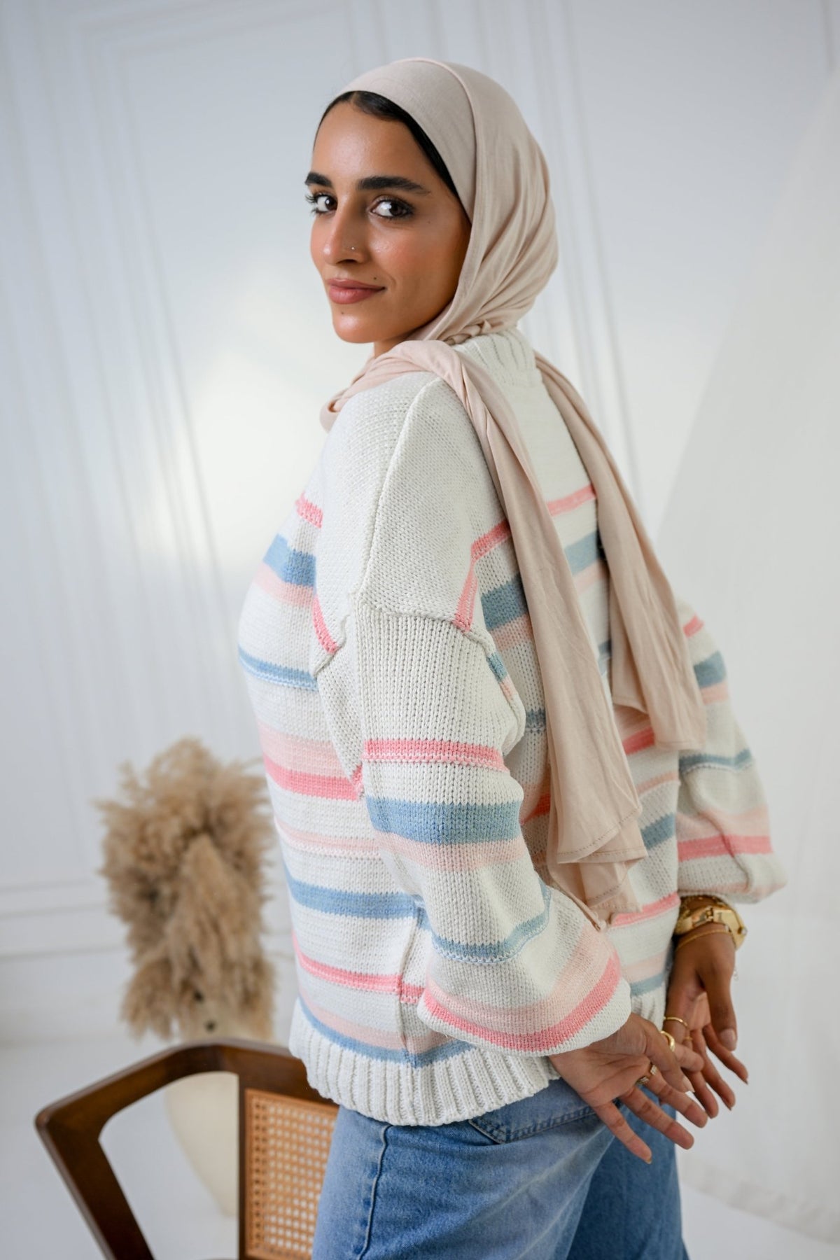 Baby Blue Cozy Stripe Cardigan - ATHWAB