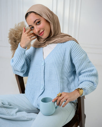 Baby Blue Golden Ease Cardigan - ATHWAB