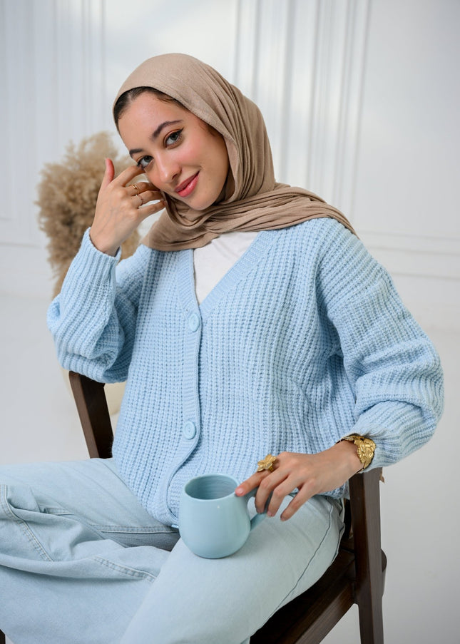 Baby Blue Golden Ease Cardigan - ATHWAB