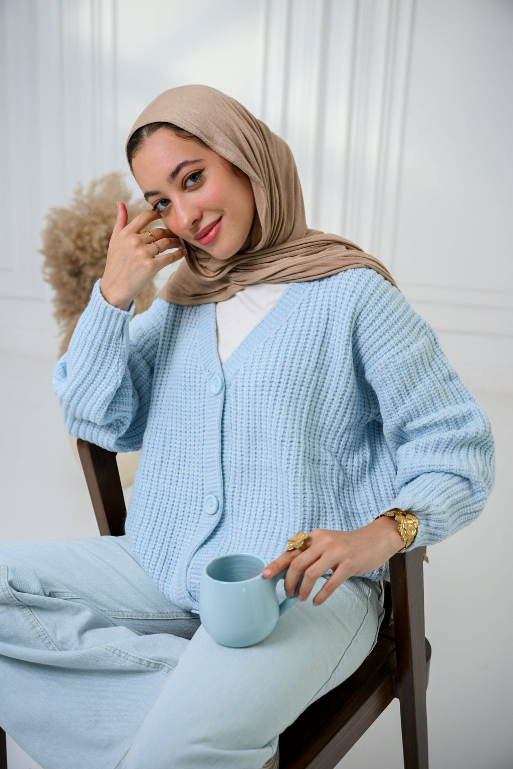 Baby Blue Golden Ease Cardigan - ATHWAB