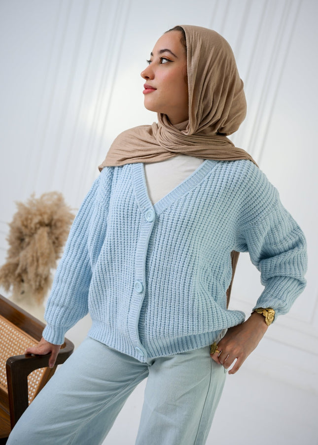 Baby Blue Golden Ease Cardigan - ATHWAB