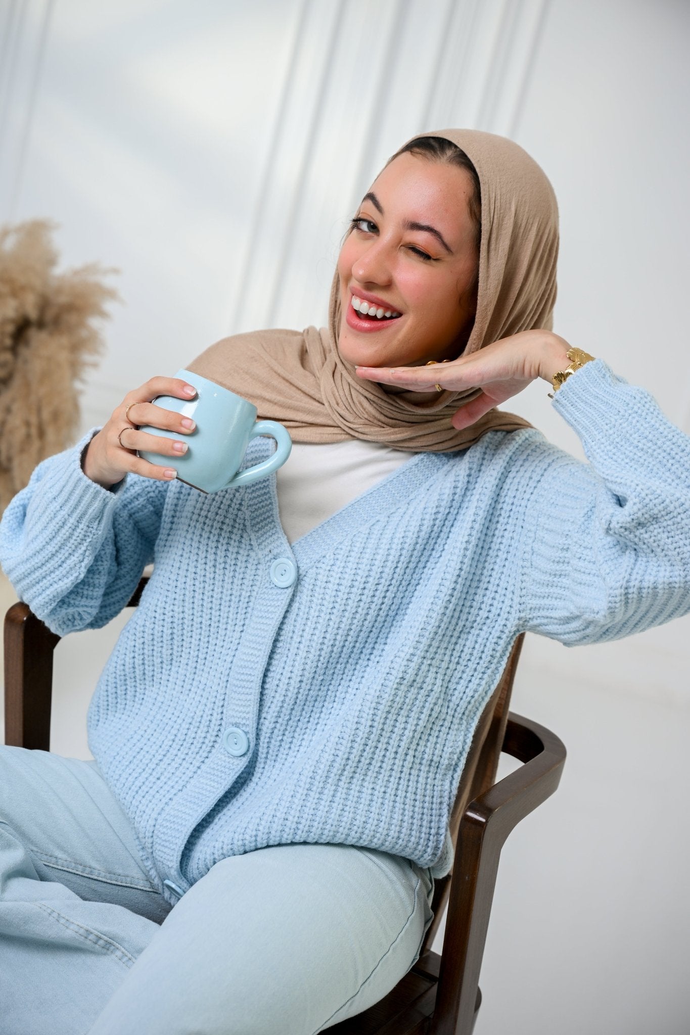 Baby Blue Golden Ease Cardigan - ATHWAB