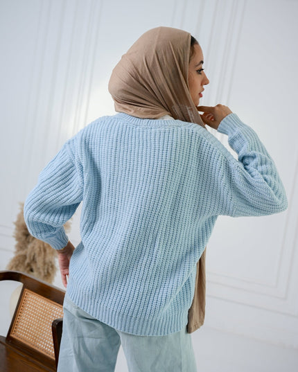 Baby Blue Golden Ease Cardigan - ATHWAB