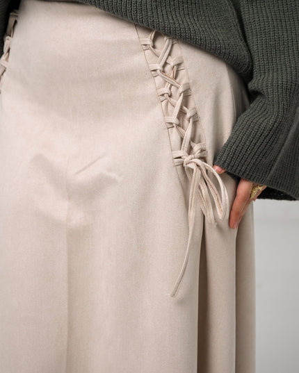 Beige Velvet Grace Skirt - ATHWAB