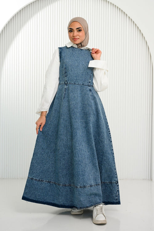 Blue Denim Dress - ATHWAB