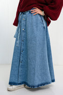 Blue Everyday Wide Deim Skirt - ATHWAB
