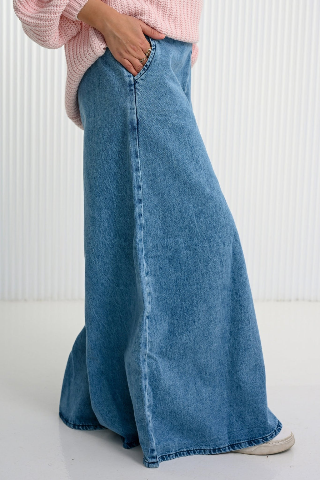 Blue Wide Wave Jeans Pants - ATHWAB
