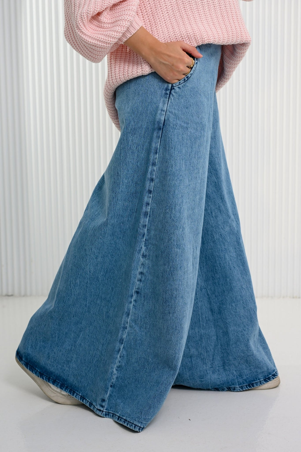 Blue Wide Wave Jeans Pants - ATHWAB