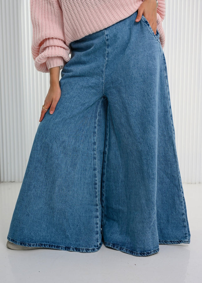 Blue Wide Wave Jeans Pants - ATHWAB