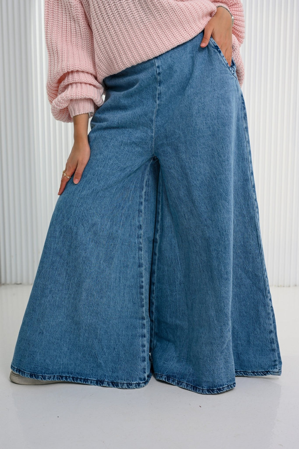 Blue Wide Wave Jeans Pants - ATHWAB