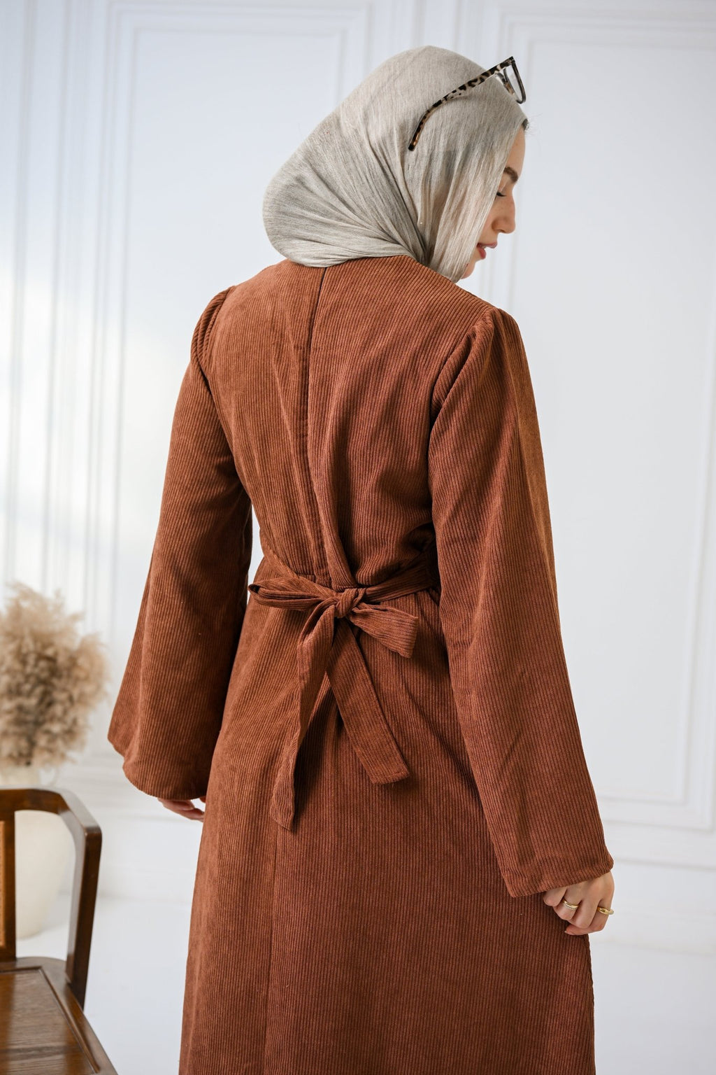 Brown Velvet Charm Dress - ATHWAB