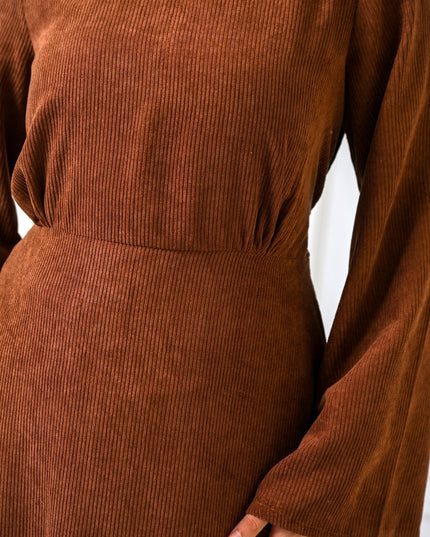 Brown Velvet Charm Dress - ATHWAB