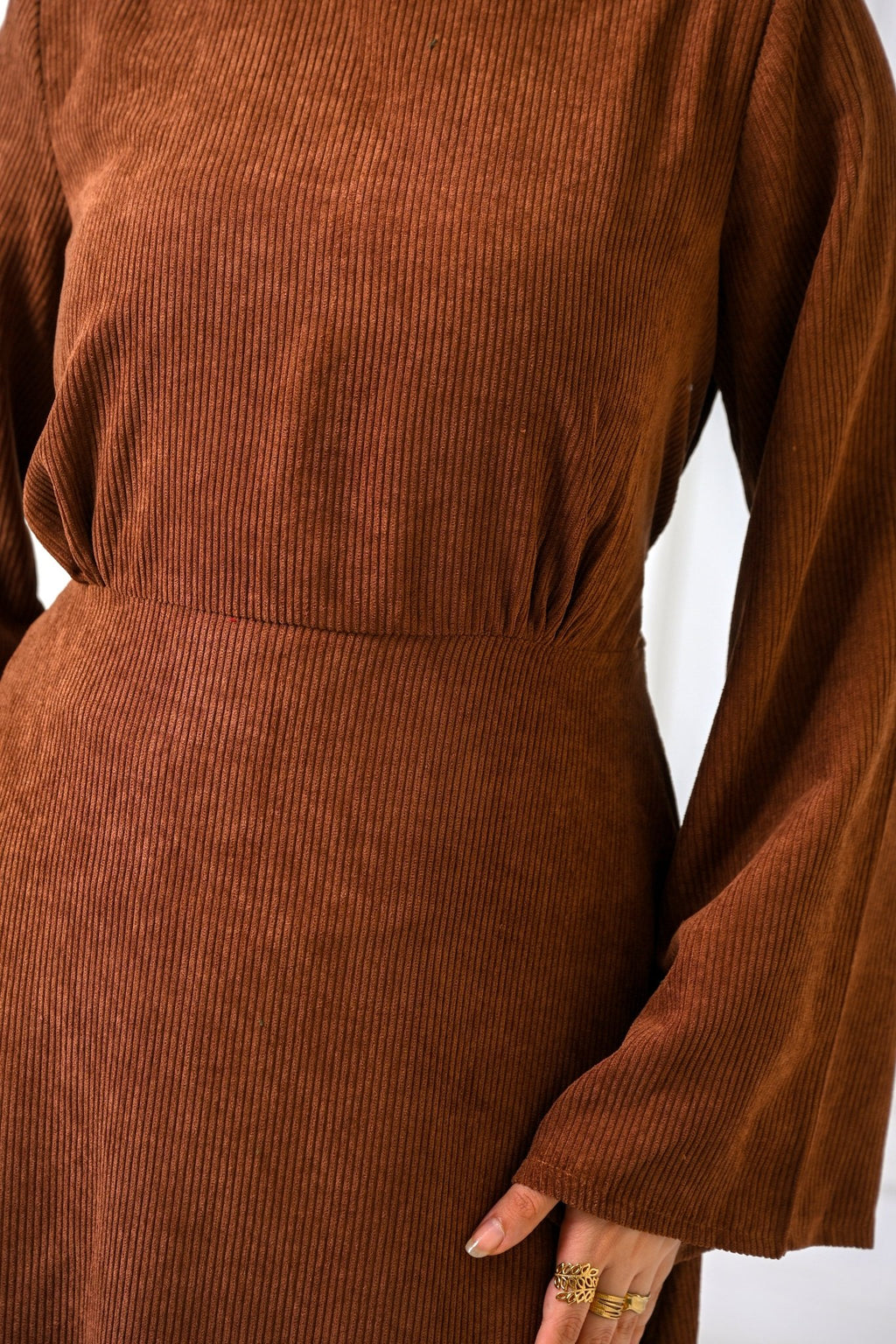 Brown Velvet Charm Dress - ATHWAB