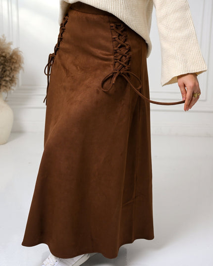 Brown Velvet Grace Skirt - ATHWAB