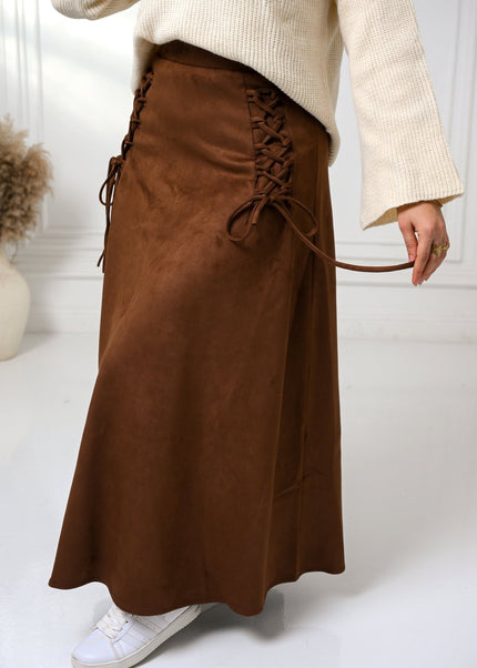 Brown Velvet Grace Skirt - ATHWAB