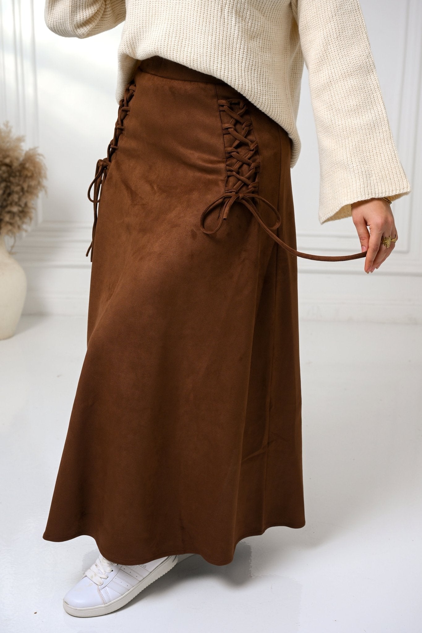 Brown Velvet Grace Skirt - ATHWAB